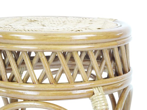 Ginger Handmade Rattan Wicker Stool Ottoman Plant Stand - Picture 24 of 30