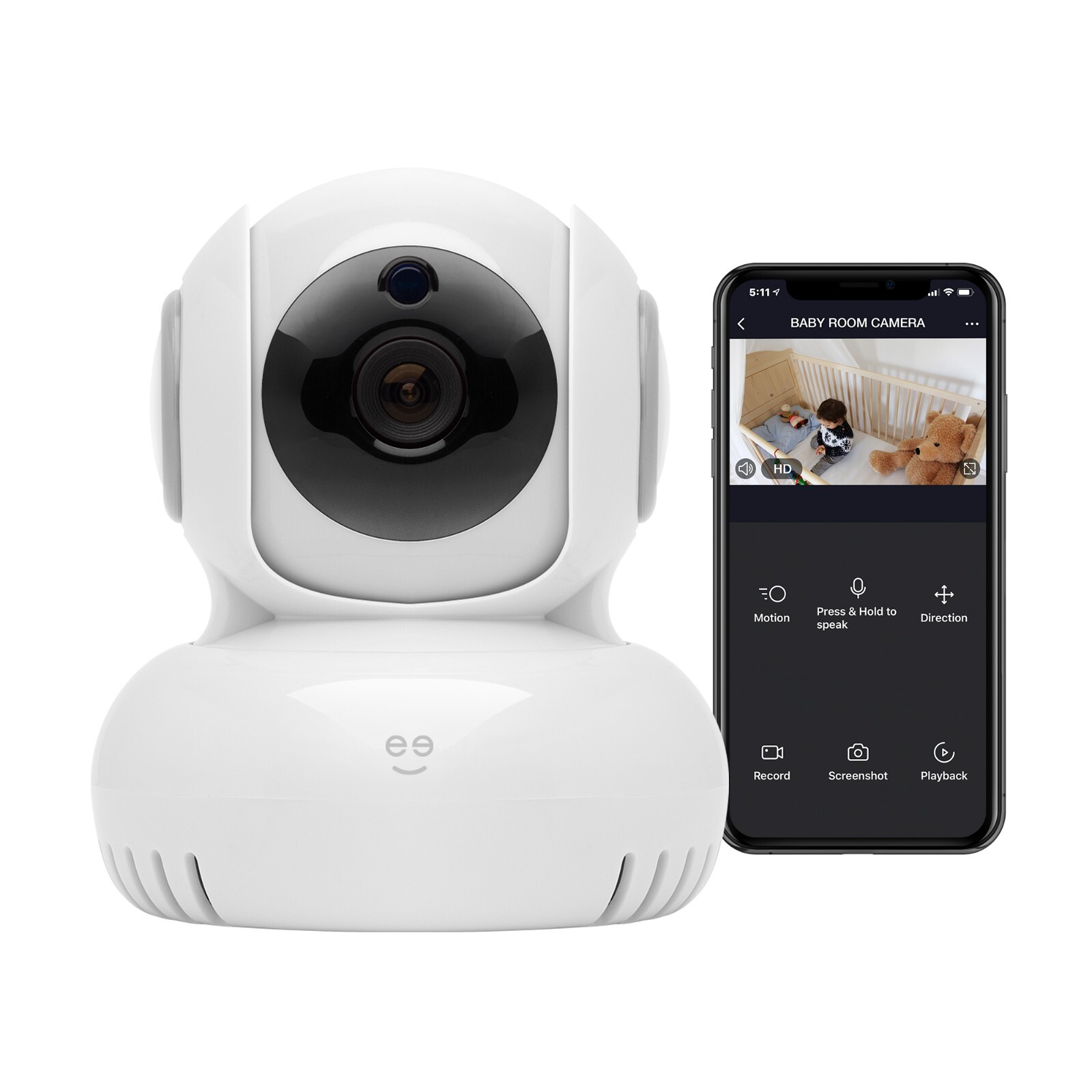 Geeni Sentinel 1080p HD Pan & Tilt Baby Pet Security Smart Indoor Camera (White)