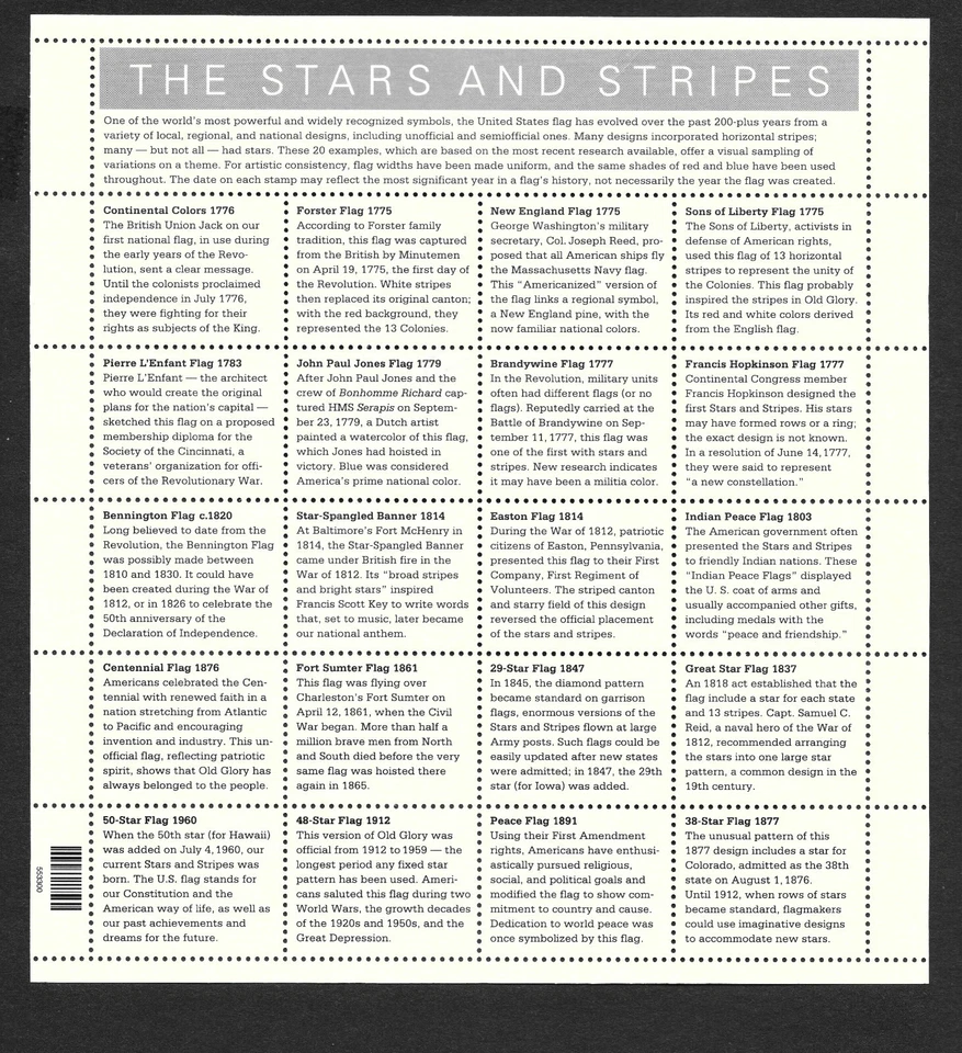 SCOTT# 3403 "THE STARS & STRIPES" M N/H U.S. COMM SHEET OF 20 @ 33¢ ea. stamp - Image 2 of 2