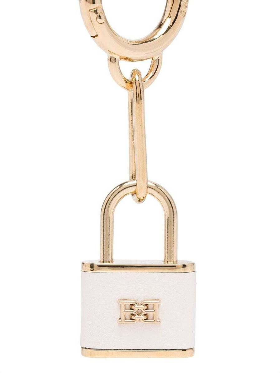 BALLY B Padlock Keyring Leather Bone Gold Tone BNWB | eBay