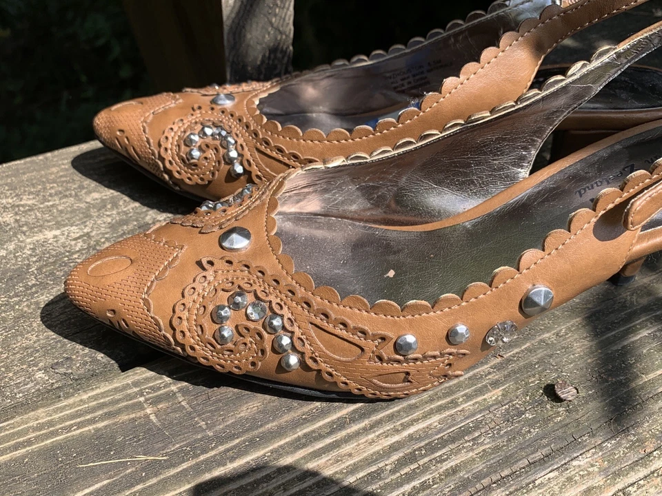 KATHY VAN ZEELAND Vaquera Vaquera Paisley Slingback Gatito Tacón Alto 6.5 ❤️sj18m4 Foto 2 de 4