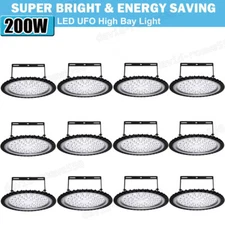 12Pck 200W UFO LED High Bay Light Workshop light Fixture Factory Warehouse Lamp