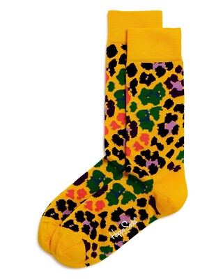 Happy Socks Men's Mixed-Leopard Print Crew Length Socks, Size 9-11