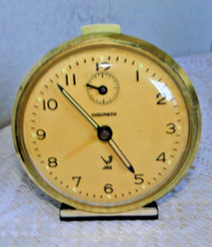 Sveglia Antico Jaz Discreto Meccanica Rotonde Nero Quadrante Giallo Funziona