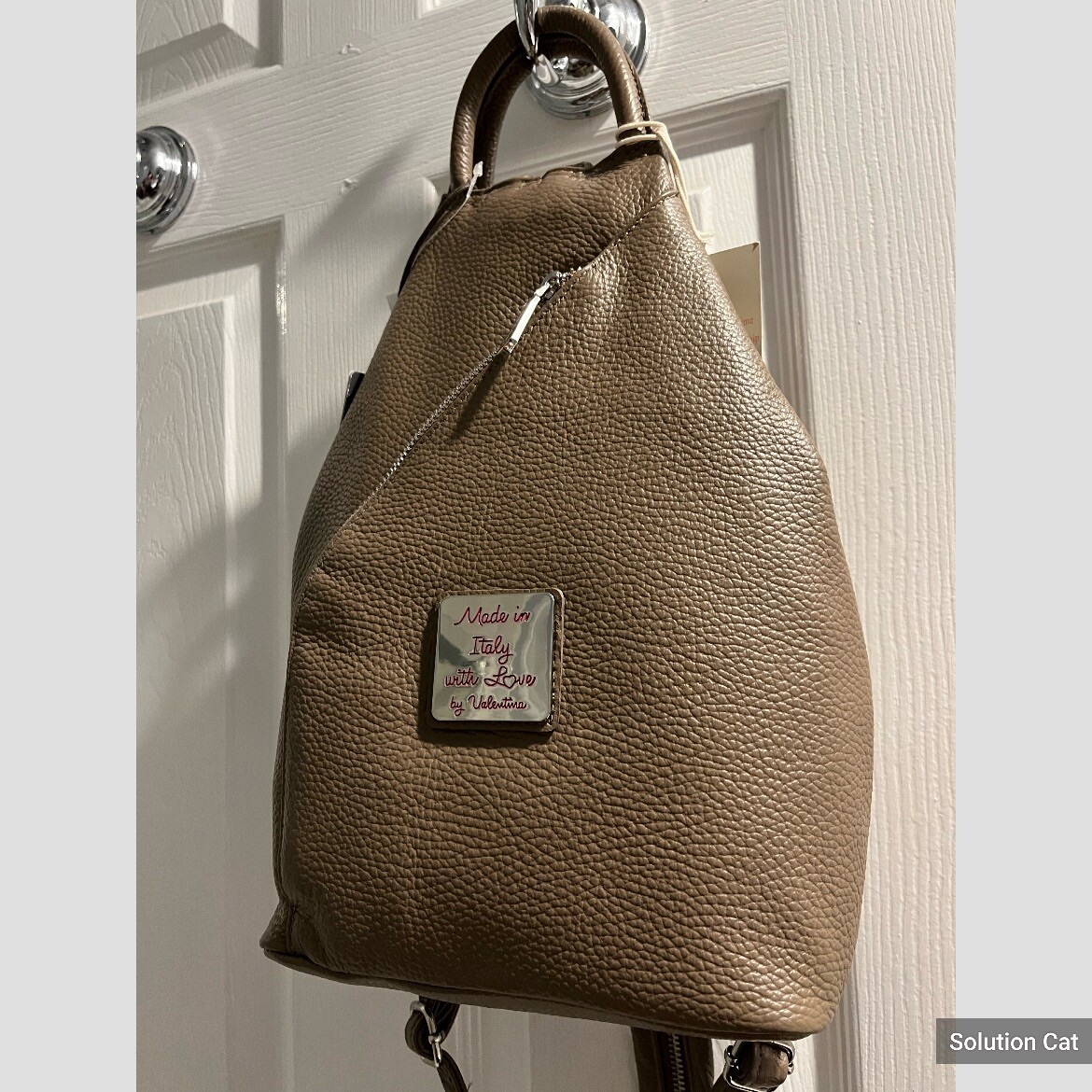 Valentina Made in Italy Sling Pebbled Leather Backpack Bag  display picture 1