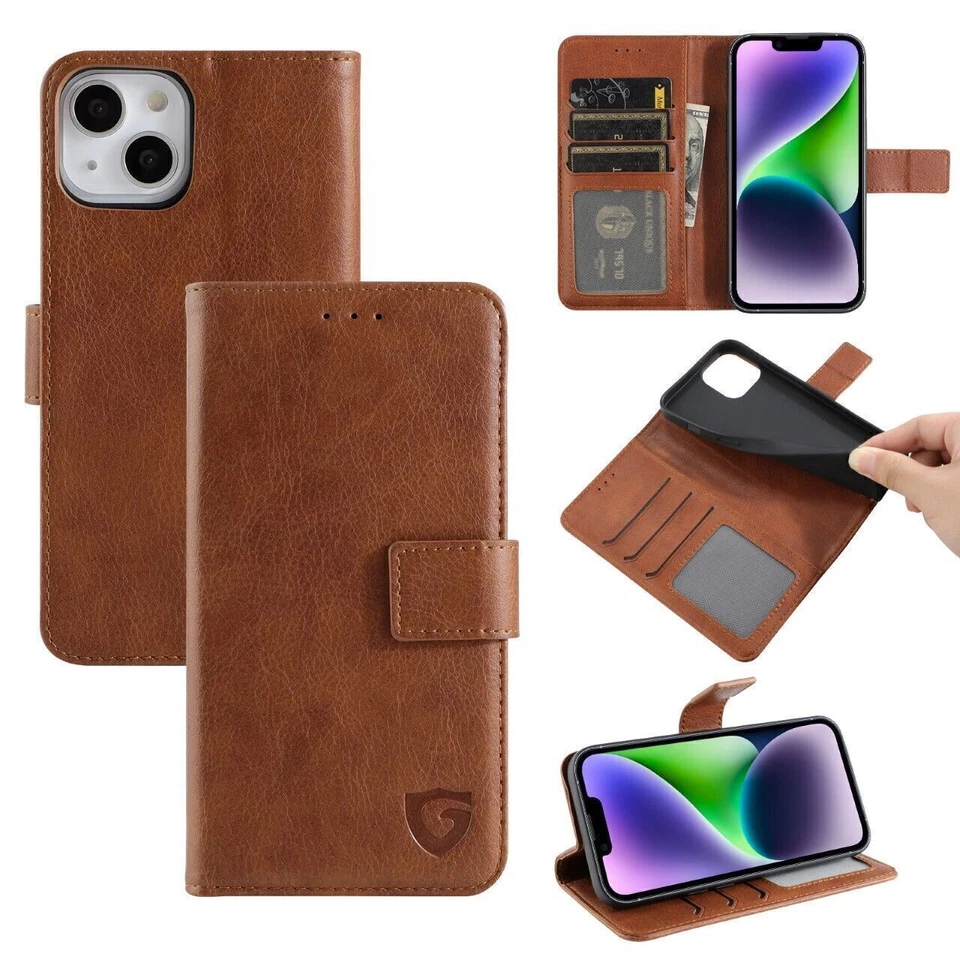 For iPhone 16 Pro Max, 16 Pro, 15 Pro, 14, Leather Flip Wallet Card Holder Case - Image 4 of 4
