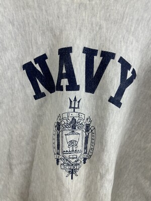 最終価格US NAVYチャレンジ VTG US Navy Academy Naval Crest Reverse Weave Thrashed Distressed