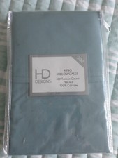 NEW HD Designs Blue King 100 Cotton Percale Pillowcases 300TC 20x40