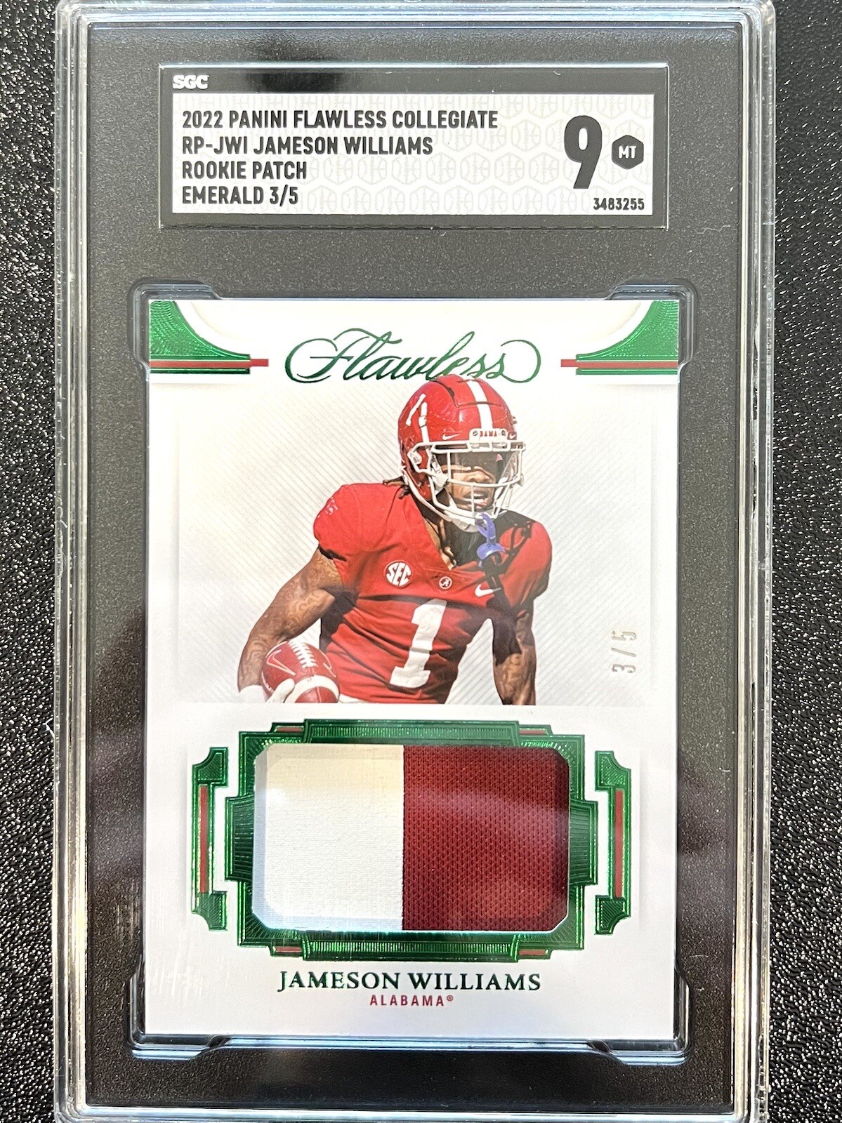 Jameson Williams Panini Black Rookie Influx Memorabilia #RIMJWI Emerald