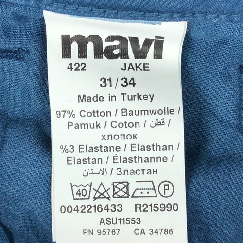 Mavi Jeans Mens 31x34 Blue Slim Leg Jake Mid Rise Stretch Cotton 5-Pocket Design - Picture 5 of 14