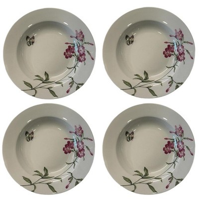 Set of 4 Lynns Butterfly Frolic Rimmed Soup Bowls LND995