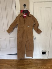 Carhartt Brown Carpenter Coveralls Quilt Lined, Hood. 42 Regular. Excellent
