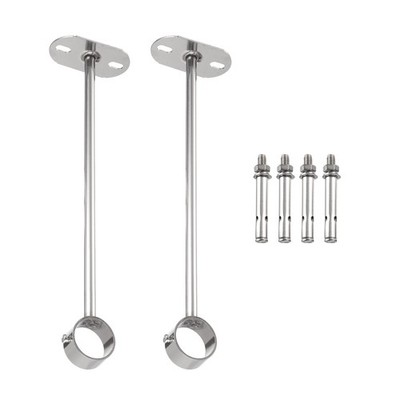 2Pcs Curtain Rod Brackets 1-2/7''(32mm) Ceiling Curtain Mount Closet Rod Silver