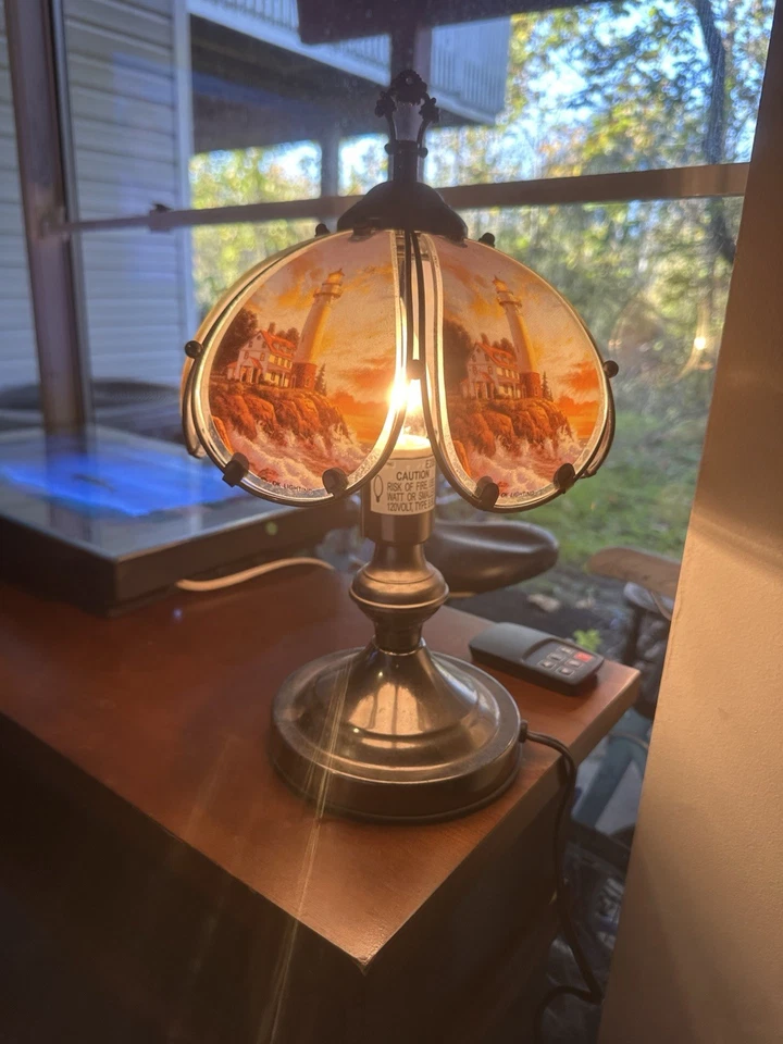 Faro Lámpara Táctil 3 Vías 14" Alto 6 Paneles Bombilla Única Faro Multicolor Foto 3 de 4