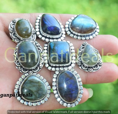 Labradorite Gemstone Rings 500pcs Wholesale Lot 925 Silver Plated Jewelry