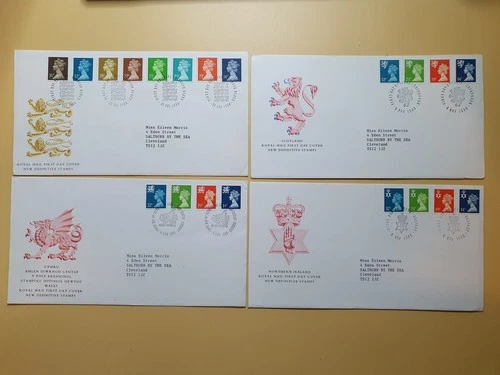 1988 ENGLAND SCOTLAND WALES NORTHERN IRELAND SET OF 4 REGIONAL FDCS #3335