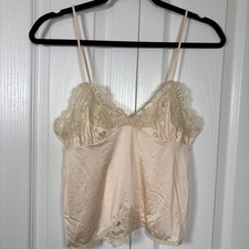 Vintage Christian Dior Satin Lace Cami Soft Peach S Babydoll USA Strappy Stretch