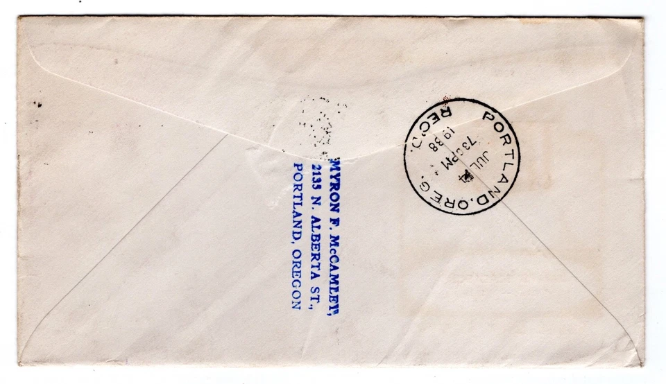 #808 Presidential Series 4c James Madison 1938 FDC - #28 Multnomah - Image 2 of 2