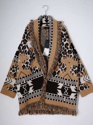 Alanui Cardigan Size S Leopard pattern Brown Black Cashmere 100