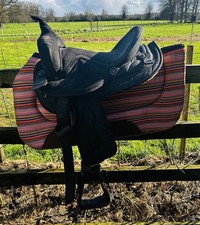 Western Big Horn Barrel Racing Saddle 14 “ Seat Black Suede /synthetic with pad