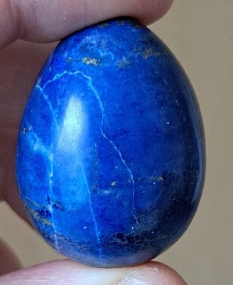 Natural Lapis Lazuli Egg 55.55g Polished Blue Stone with Pyrite & Calcite
