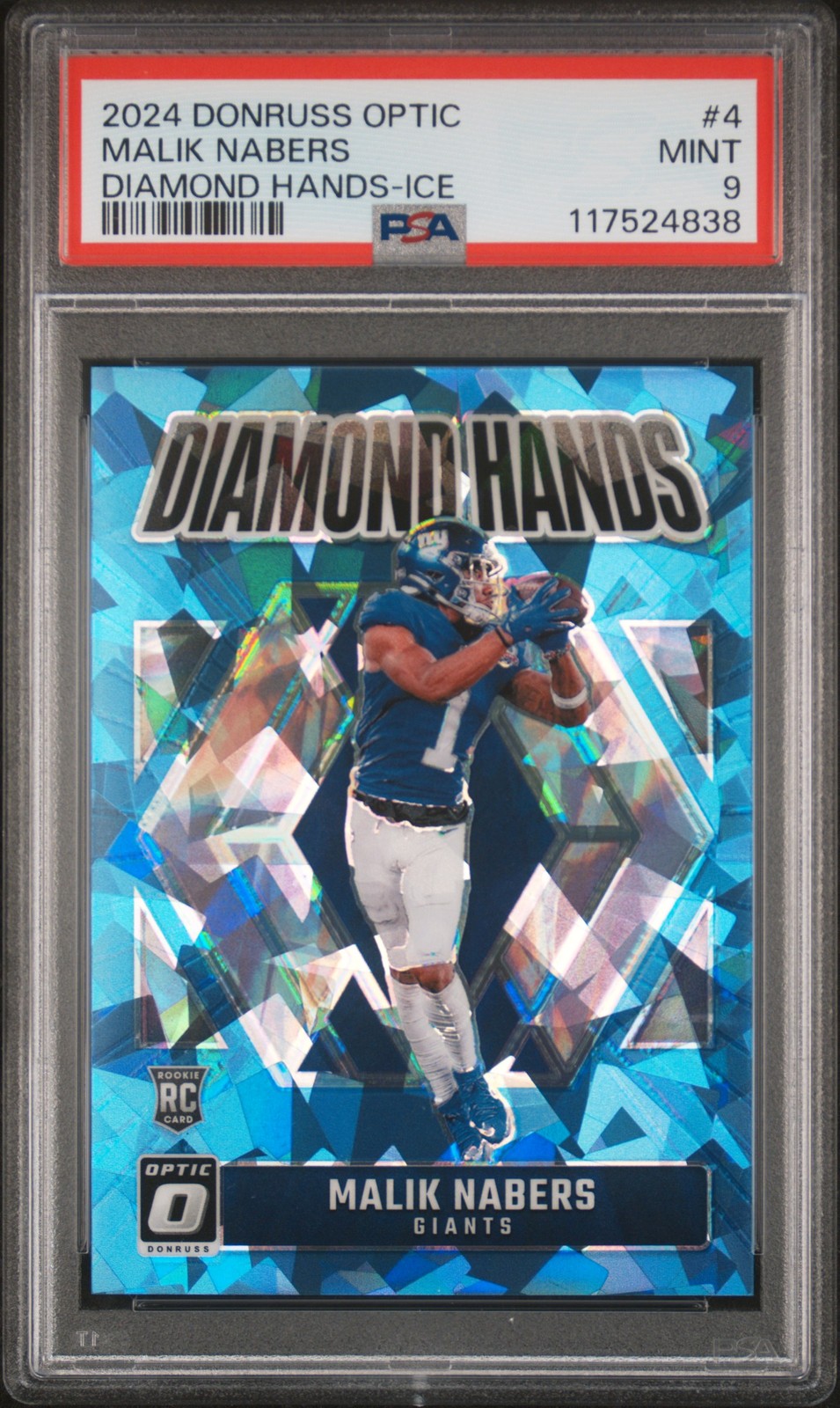 2024 PANINI DONRUSS OPTIC DIAMOND HANDS ICE #4 MALIK NABERS 15/15 PSA 9