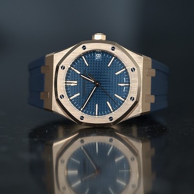 Audemars Piguet Royal Oak 41mm Rose Gold Blue Leather 15510OR.OO.D315CR.02