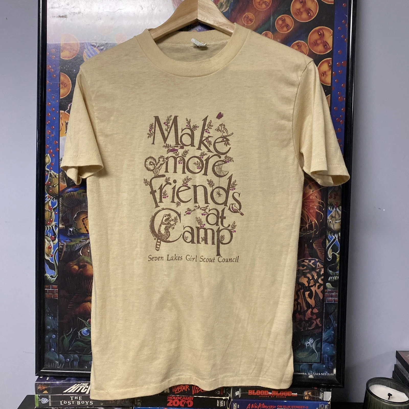 Vintage Make More Friends At Camp Raccoon T-Shirt Size Large 80s Made In USA
