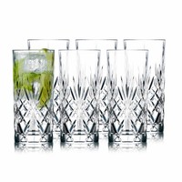 Lyngby Glas Highball-Glas Melodia 6Er Set, LongdrinkgläSer, Kristallglas, 360 Ml