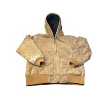 Womens Carhartt WJ130-211 DISTRESSED Hooded Quilt Lined Jacket Size Medium 8/10