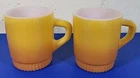 FIRE KING Pair of Yellow/Orange Stackable Mugs ANCHOR HOCKING  Vintage EXCELLENT
