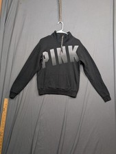 Victoria's Secret Pink 1/4 Zip Pullover Black Sweater Size XS
