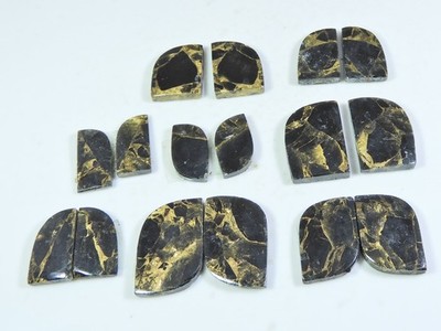 108Cts. Natural Black Copper Tourquise Fancy Cabochon Matched Pair 8Pair Lot N82