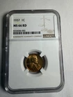 1937 Lincoln Cent Graded NGC MS66RD