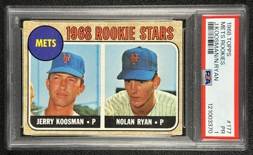 NOLAN RYAN JERRY KOOSMAN PSA 1 1968 TOPPS BASEBALL #177 ROOKIE STARS METS 3370