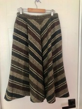 Vintage wool blend a-line midi skirt striped