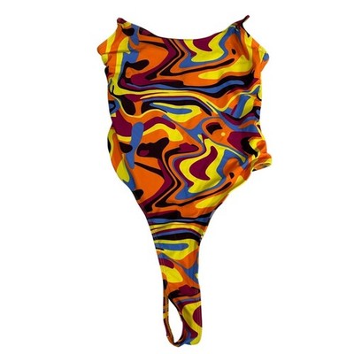 Boohoo Womens Marble Clear Straps Scooped Swimsuit Multicolor One Piece NWT
