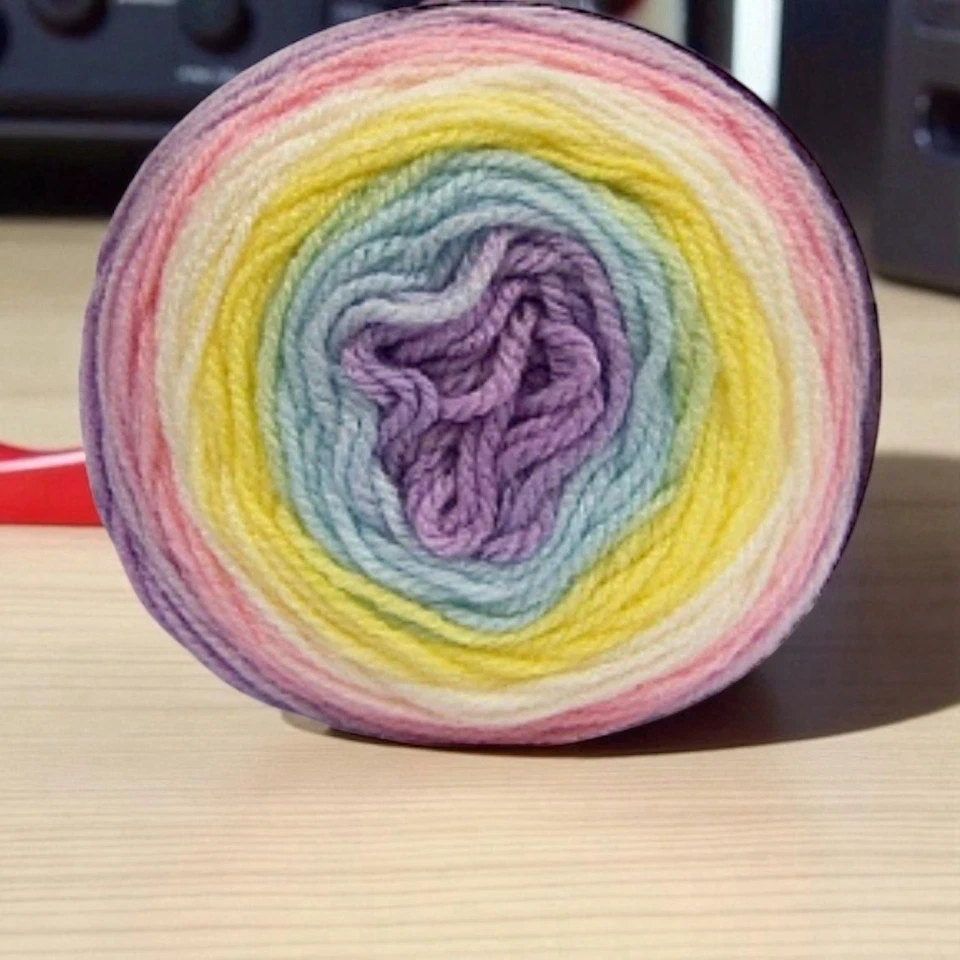 Lote de 3 madejas pasteles bebé hilo fino acrílico 3x100g/360m rosa lila blanco amarillo azul Foto 2 de 4