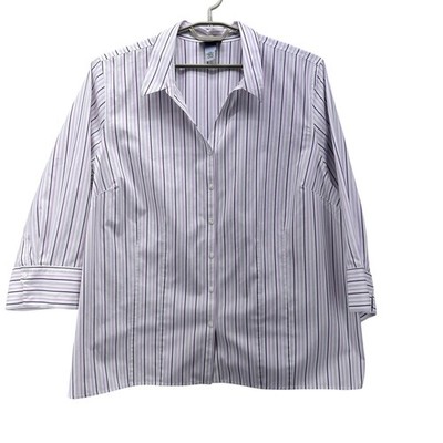 Catherines Womens Button Up Top Size 3X Office Career Business Preppy Non Iron