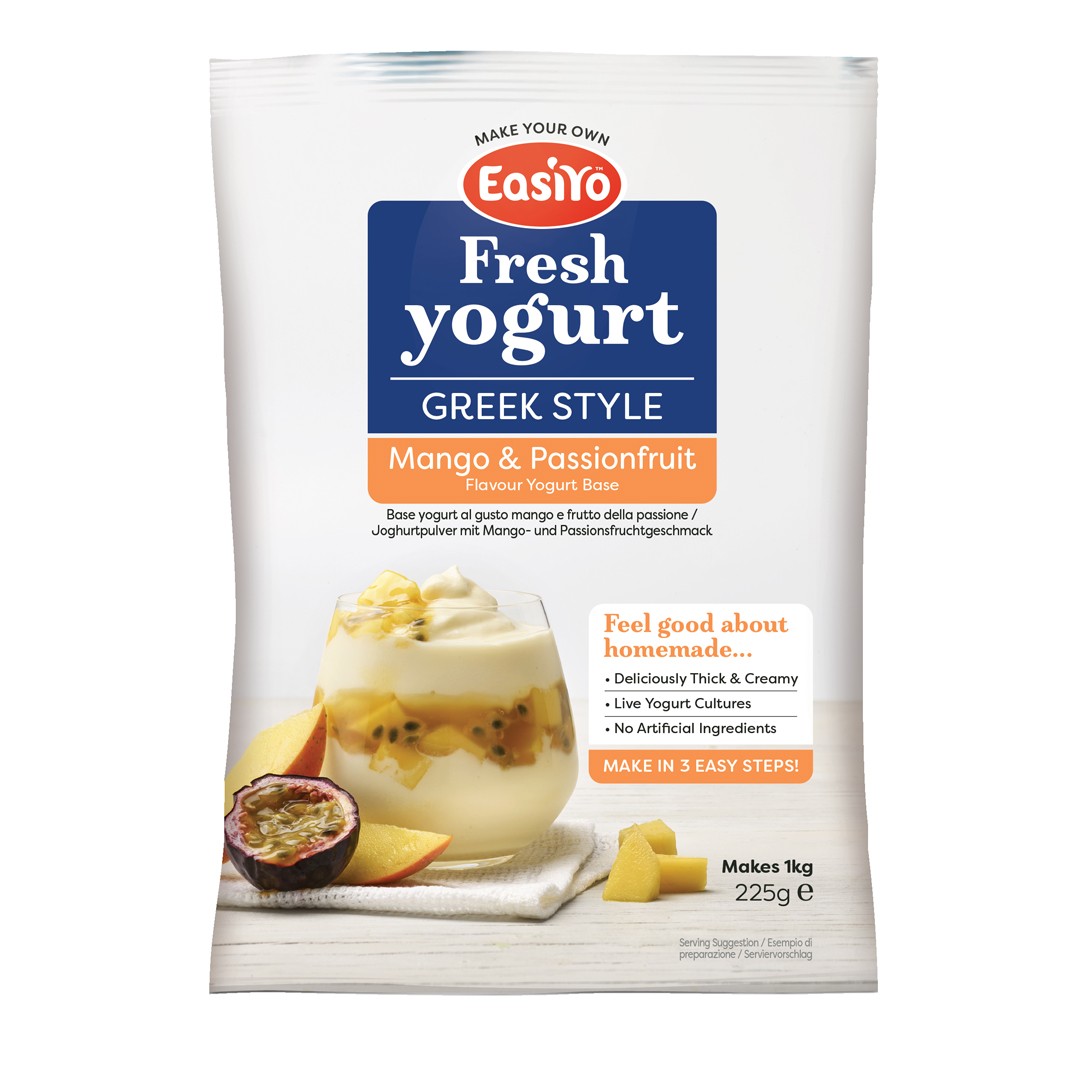 EasiYo Mango and Passionfruit Greek Style Yogurt Mix 225g Sachet Makes 1Kg