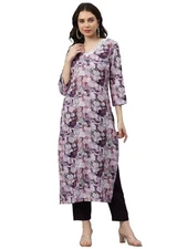 GoSriKi Women's Cotton Blend Straight Printed Kurta with Pant