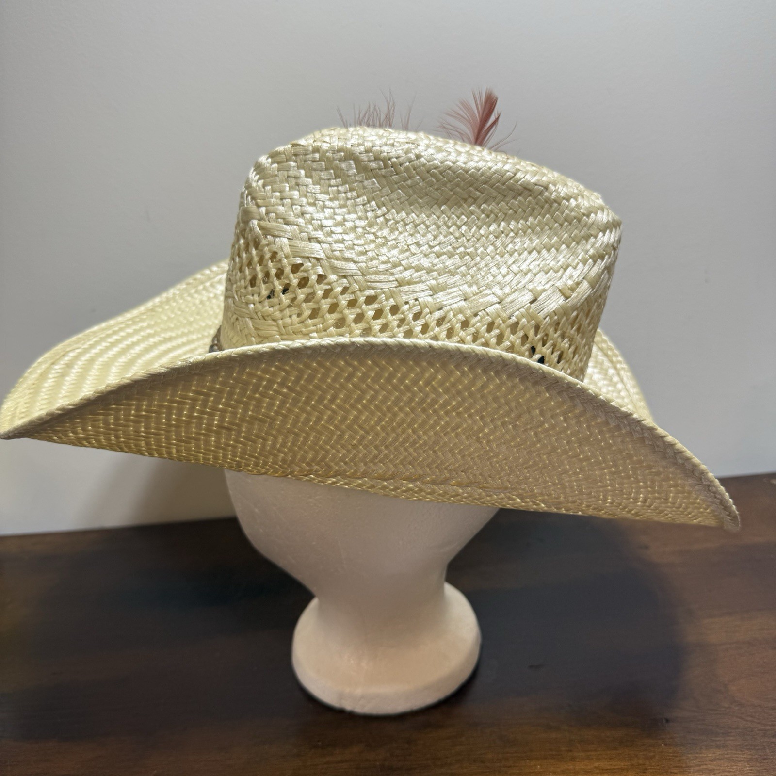 Stetson Roadrunner Bryant Finish Straw Western Cowboy Hat Sz 7 1/4 Vintage image 4