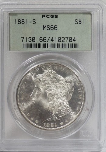 1881-S  Morgan Silver Dollar PCGS graded MS 66 "Virtually Blast White" OGH