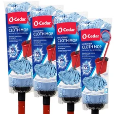 O-Cedar Wet Cloth Mop Washable Absorbent Microfiber Carbon Steel Handle (4-Pack)