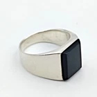 Vintage Sterling Silver 925 Black Onyx Signet Style Ring Size 9.5 Unisex