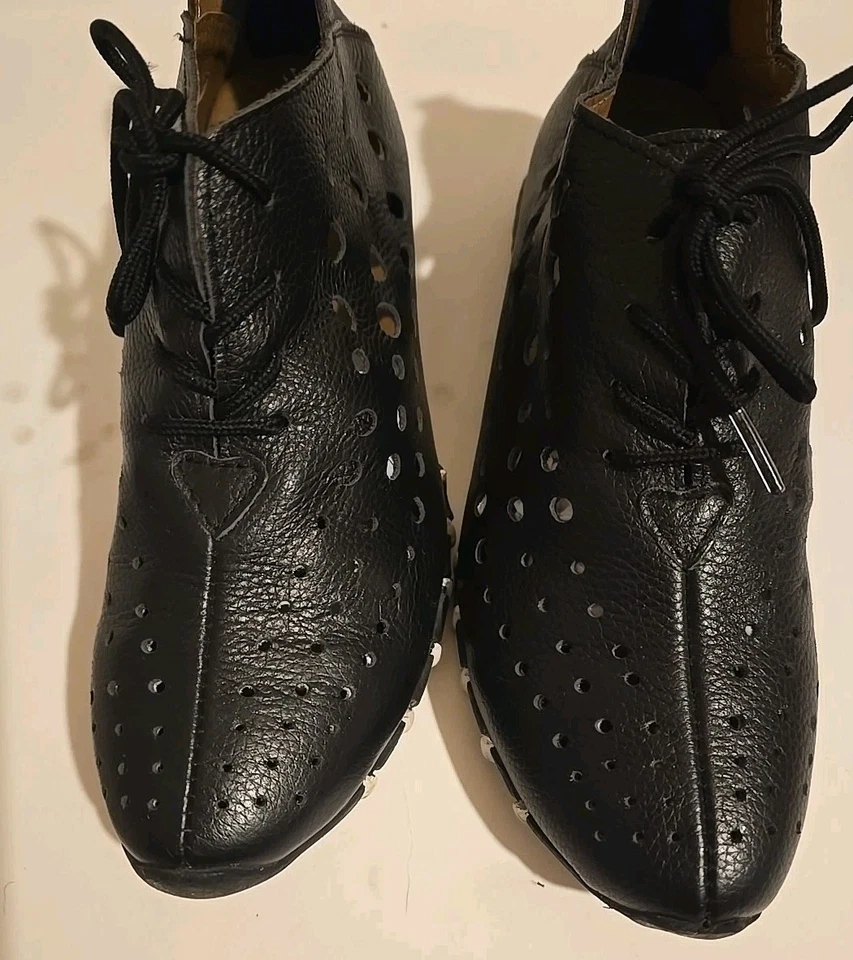 Zapatos para caminar/confort de cuero negro Litfoot LF9010 para mujer talla 37/6,5-7 gancho lazo Foto 3 de 4