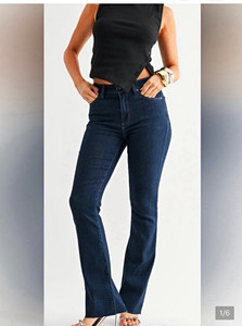 Just Black Denim Women’s High Rise Slim Flare Jeans Dark Wash Stretch