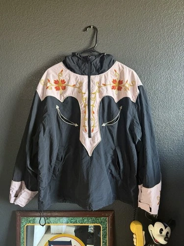 KAPITAL POLY TAFFETA 2TONE TENNESSEE CACTUS FLOWER PARKA JACKET sz 3 (large) - product listing photo