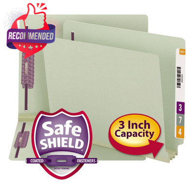 Smead End Tab Pressboard Fastener File Folder with SafeSHIELD Fasteners, 2... 