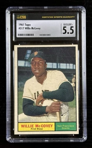 1961 Topps WILLIE MCCOVEY #517 CSG/CGC 5.5 Giants HOF 2nd YR Sharp Card!